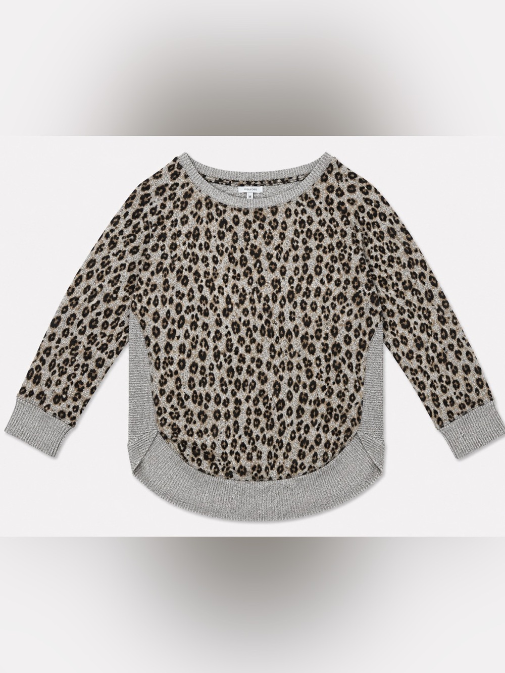 Maurices Leopard Print Scoop Neck Sweater - Gray & Brown